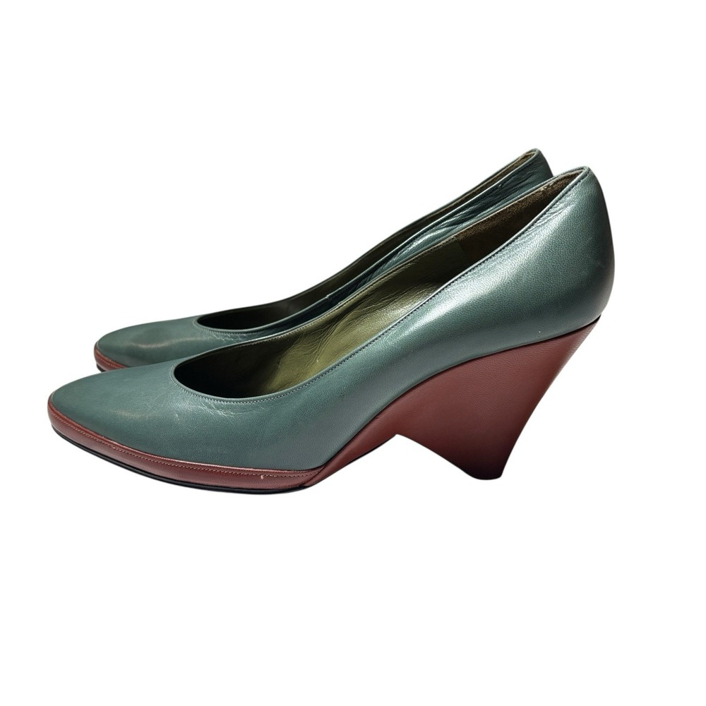 Vintage 1980s Charles Jourdan Leather & Gold‎ Sculpted High Heels Pumps Shoes